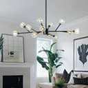 Merterli Modern Branch Crystal Chandelier, Black Surface, Glass Ceiling Light, 12 Lights (Black 12 lamp Holders)