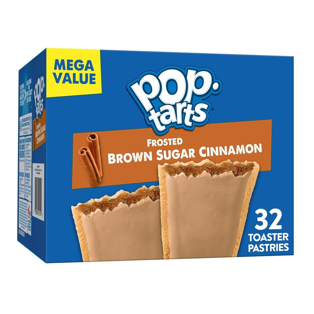 Pop-Tarts Toaster Pastries, Breakfast Foods, Kids Snacks, Family Pack, Frosted Brown Sugar Cinnamon (32 Pop-Tarts) (EXP 10/31/26)