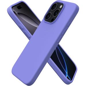 ORNARTO Compatible with iPhone 16 Pro Case 6.3", Slim Liquid Silicone 3 Layers Soft Gel Rubber Shockproof Protective Case with Anti-Scratch Microfiber Lining-Periwinkle