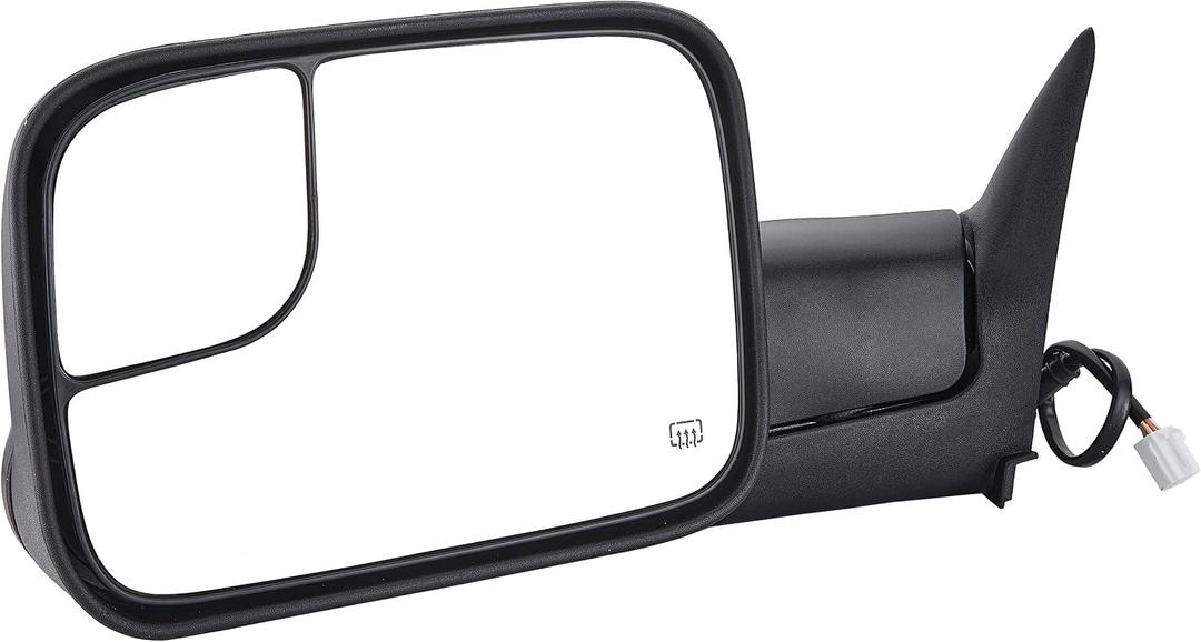 Towing Mirror Replacement Fit for 1998 1999 2000 2001 DodgeRam 1500,Ram 2500 Ram 3500.Pickup Truck Power Heated Manual folding Side View Mirror Driver Side(Only Left Side)