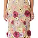 Women's 3D Floral Embroidery Dress Ruffle Sleeve Fishtail Lace Bodycon Party Cocktail Mini Dress (L)