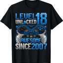 Level 18 Unlocked 18 Year Old Gifts Boys 18th Birthday Boy T-Shirt XL