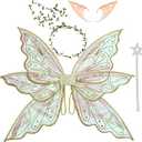 Large Gold Fairy Wings for Adults Dress Up Sparkling Sheer Wings Butterfly Fairy Halloween Costume Angel Wings for Women