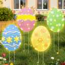 EAMBRITE Easter Decorations Outdoor Easter Egg Lights, Lighted Large Eggs Stake/Hanging/Table with Timer for Yard Signs, Window, Home, Pathway, Lawn, Garden, Spring, Indoor Outside Decor