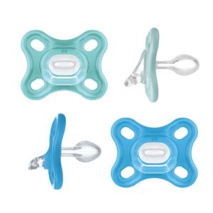 MAM Comfort Baby Pacifiers, Lightweight One-Piece Full Silicone Binky for Newborns 0-3 Months, BPA-Free Nipple, Easy to Clean Pacifier, Best for Breastfed Babies, with Sterilizer Case, 4 Count Binkies (Sapphire / Grey Green)