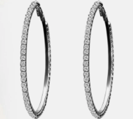 Womens Shiny Cubic Zirconia Big Round Large Hoop Dangle Earrings