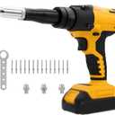 Cordless Rivet Gun Compatible with DeWALT 20V Battery: Electric Pop Rivet Gun with 3 Size(1/8'',5/32'',3/16") Aluminum Rivets,Brushless Riveters Gun Tool Kit for Metal,Plastic,Leather(No Battery)