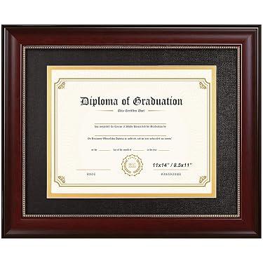 upsimples Diploma Frame 11x14, Wood Grain with Gold Beading, 1 Pack