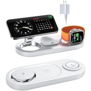 Upgraded 3 in 1 Wireless Charging Station for Apple Devices, Faster Mag-Safe Charger Stand, Magnetic Charger Station for iPhone 17/16/15/14/13/12 Series & AirPods Pro & Apple Watch Series (White) Upgraded 3 in 1 Wireless Charging Station for Apple Devices, Faster Mag-Safe Charger Stand, Magnetic Charger Station for iPhone 17/16/15/14/13/12 Series & AirPods Pro & Apple Watch Series (White)