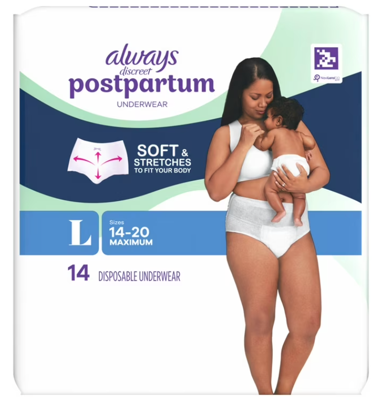 Always Discreet Postpartum and Adult Incontinence Underwear for Women, Large, Maximum Protection, 14 Count