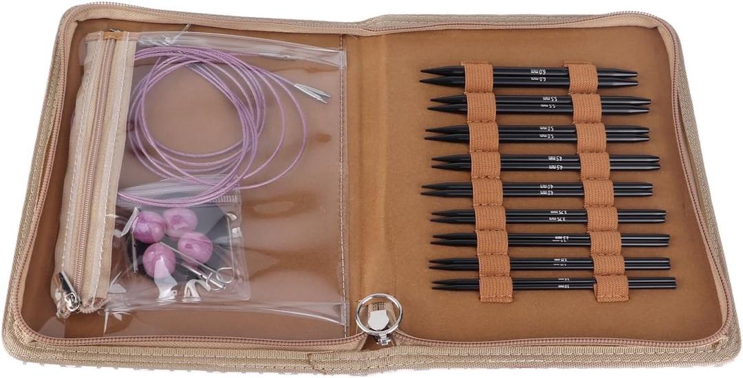 3 to 8mm Interchangeable Needles Set Circular Knitting Needle Set Ergonomic Circular Needle Set with Storage Bag for Weaving Project