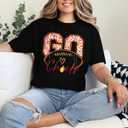 Football Shirts for Women Game Day Tshirt Vintage Leopard Soccer Splatter Graphic Tee Team Fan Gifts Tops (Small, Black)