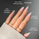 Glamnetic Press On Nails - Medium Almond Fake Nails, Glazed Nude Ombr Nails, Frosted Chai | 15 Sizes - 30 Nail Kit with Glue | Gift for Mom