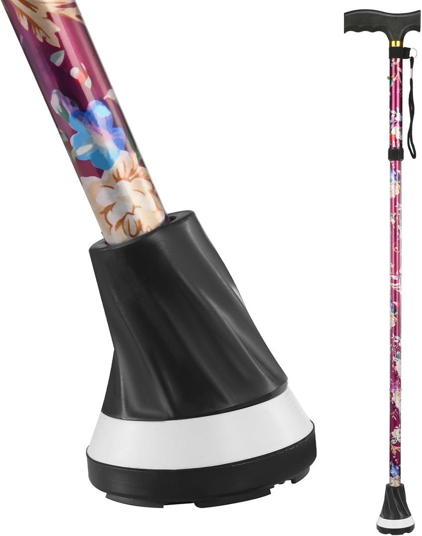 Walking Cane PANZHENG Cane for Man/Woman | Mobility & Daily Living Aids | 5-Level Height Adjustable Walking Stick | Comfortable Plastic T-Handle Portable Walking Stick Folding Cane