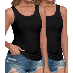 wirarpa Women's Tank Tops Micro Modal Summer Women's Camis Undershirts 2 Pack, Size S (Black)