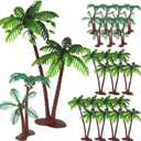 16PCS Coconut Tree Topper, Plastic Palm Trees Cake Decorations, Artificial Miniature Tropical Model TREe for Hawaiian Party Decor, Safari Jungle Birthday Cupcake Toppers, 16 Pack