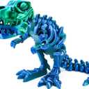 3D Printed Dinosaur Bones, Articulated T-Rex Skeletons, 3D Printed Dragon Animals Fidget Toy Home Office Decor, Poseable T-Rex Toy with Flexible Joints, Relief Stress and Anxiety(Green-Blue)