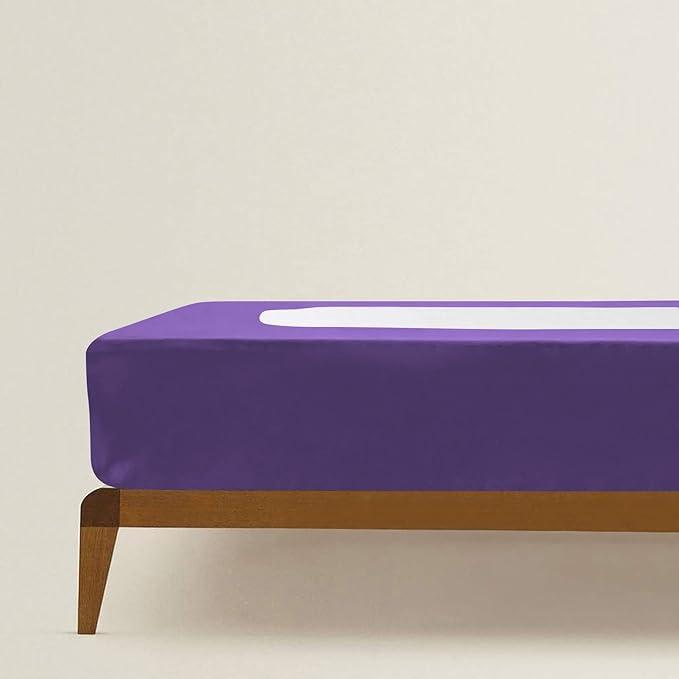 Box Spring Cover Queen/Cal Queen Size - Jersey Knit & Stretchy Wrap Around 4 Sides, Alternative for Bed Skirt, Purple