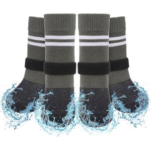 SCENEREAL Anti Slip Dog Boots & Paw Protectors for Hardwood Floor, Extended Dog Socks to Prevent Licking Paws, Waterproof Pet Snow Rain Shoe for Winter Large Senior Dogs, Grey XL (X-Large(Paw Width 2.36 In/6 Cm))