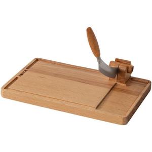 BOSKA Cheese Cutter Lumberjack Amigo/Serving Board with Cheese Knife/Beechwood and Stainless Steel/For Cheese and Sausage/Safe Cutting/With Crumb Catcher / 9 Inches
