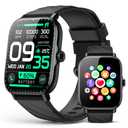 Smart Watches Fitness Tracker for Women Men with Step Counter, Sleep Calorie Monitor, Pedometer, IP68 Waterproof, Smartwatch with 120+ Sports for iPhone Android (Black)