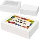 Sudaya 14x10x4 Cake Boxes with Boards, Rectangle Quarter Sheet Cake Boxes, 1/4 Sheet Bakery Box with Window, Disposable Carry Bakery Containers for Cookie, Donuts, Cupcakes, Pie, Wedding, Party