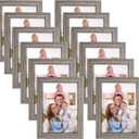 Giftgarden 5x7 Picture Frame Distressed Grey, 5 by 7 Rustic Wood-grain Gray Photo Frames Bulk for Wall or Tabletop, 12 Pack
