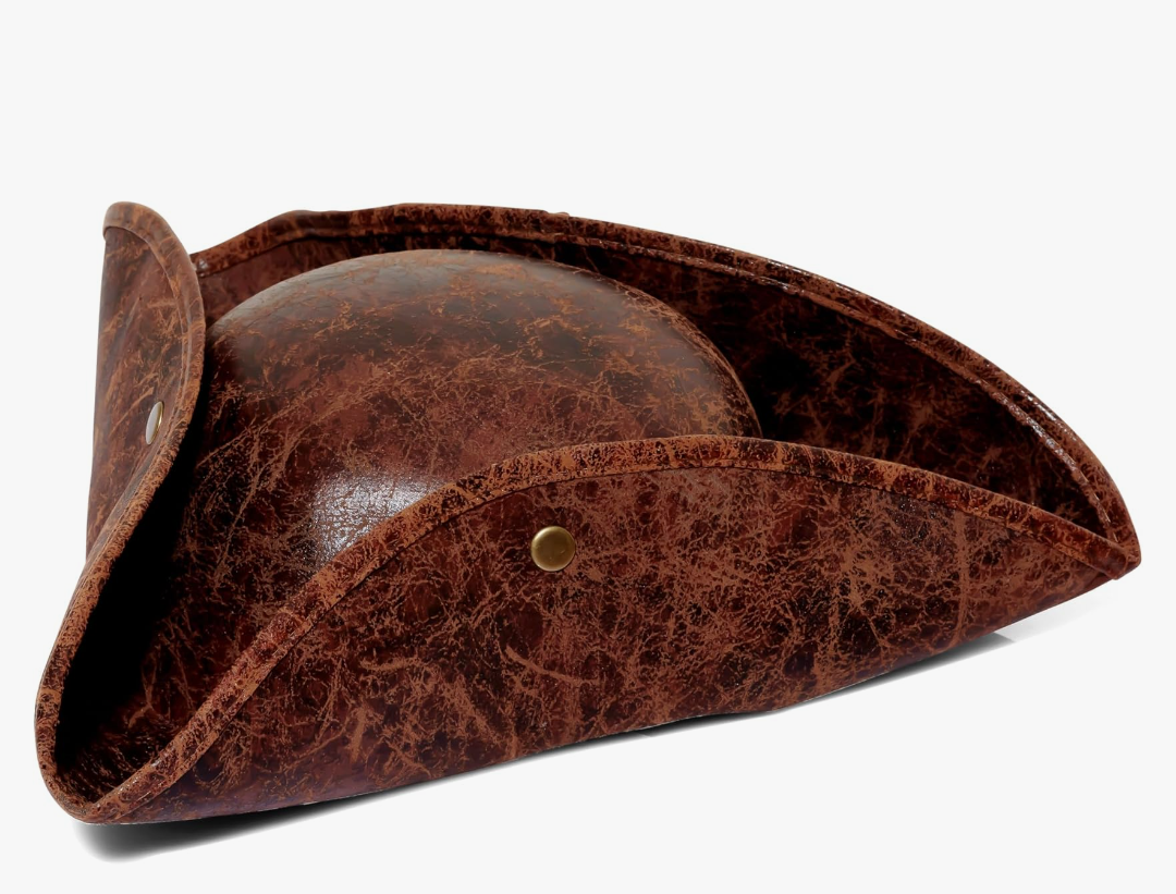 Distressed Faux Leather Pirate Tricorn Hat for Adults - Vintage Style Pirate Tricorn Hat for Men & Women