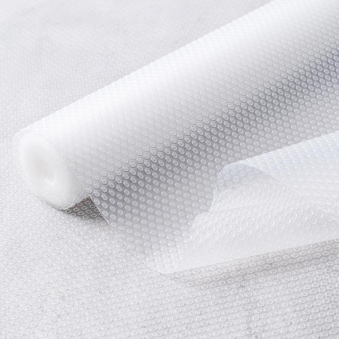 12 Inches x 10 FT Non-Adhesive Shelf Liner Water Resistant Oil-Proof Thickened Easy to Clean and Cut Drawer Mats for Refrigerator, Desk, Cabinet, Kitchen