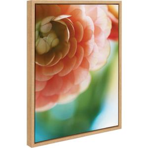 Kate and Laurel Sylvie Light Side Framed Canvas Wall Art by Alicia Bock; 18x24 Natural; Close-Up Flower Photography Art for Wall