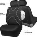Cloth Front Seat Covers, Breathable Automotive Seat Covers Airbag Compatible Universal Fit for 95% Sedans Vans Trucks SUVs, Black and White
