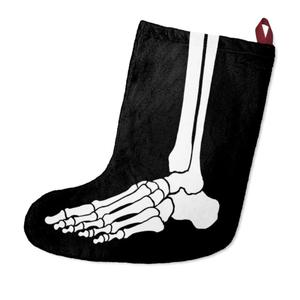 2 Pcs Gothic Christmas Stocking Black Velvet Stocking Goth Xmas Skeleton Hand Embroidered Stockings Hanging Ornaments Santa Candy Gift Bags for Christmas Home Decorations(Black)