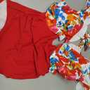Aidonger Women's One Piece Swimsuit Tummy Control Ruffle Bathing Suit V Neck Ruched Swim Suit Slimming Cutout Swimwear (Red, M)