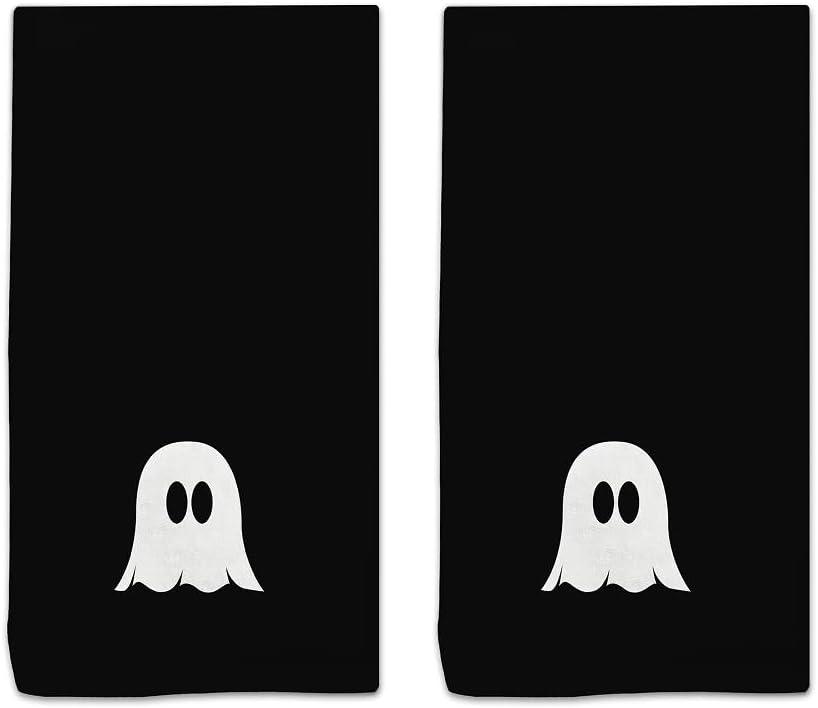 Hexagram Halloween Hand Towels for Bathroom Set of 2, Halloween Bathroom Decor Embroidered Ghost Pattern, Soft Luxury Hand Towels 14x30 Inches