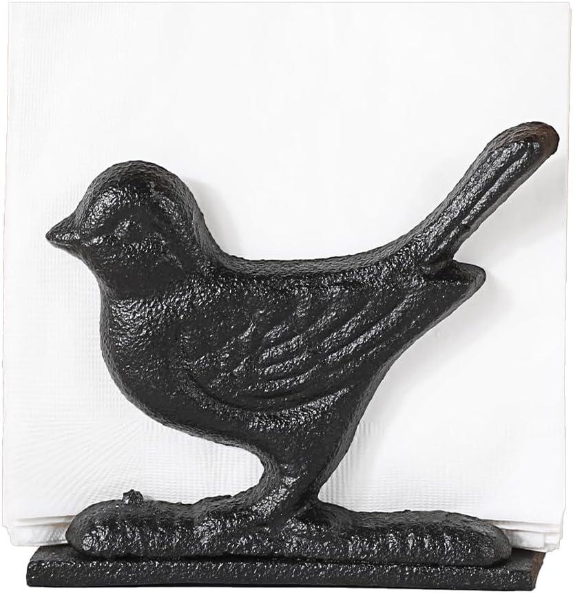 Sumnacon Napkin Holder Retro Vertical Napkin Holders for Kitchen Dining Sturdy Cast Iron Cocktail Luncheon Napkin Holders for Tables Elegent Table Napkin Holder for Bathroom,Party,Bar,Counter,Bird Black