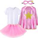 Princess Cape with Mask Set Princess Dress up Clothes Princess Cloak Costume for Women Halloween Costume Accessories (Pink)