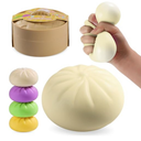 Dumpling Squishies,Dumplings Stress Balls Fidget Sensory Toy,Dumplings Stress Fidget Sensory Balls with Food Steamer,Easter Gift,Birthday Gift ((ColorfulWhite))