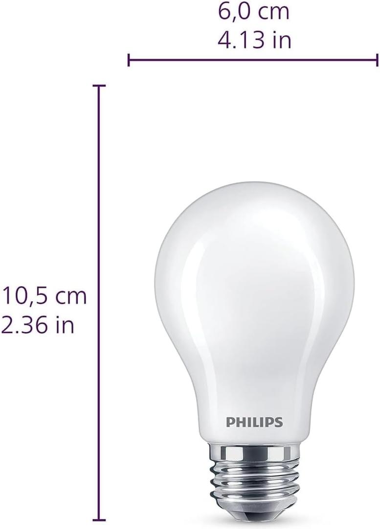 PHILIPS LED 40W A19 4-Pack Ultra Definition Soft White (2200K) 450 Lumen (5W = 40W) Dimmable Frosted Flicker-Free Light Bulbs