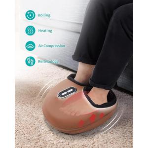 Nekteck Shiatsu Foot Massager with Heat, FSA HSA Eligible, Deep Kneading Therapy Air Compression, Feet Massager for Plantar Fasciitis Improve Blood Circulation Foot Wellness Soothing Pain Relief (Brown)