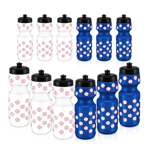 24 Pcs 
Water Bottle Bulk Reusable Sports Squeeze Water Bottles Ball Cup Accessories for Sports Party Favors Team Gifts Players for Gym Most Bike Cage (Baseball)