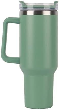 FAMKX 40oz Insulated Travel Mug Tumbler With Handle and Straw,Stainless Steel Double Wall Vacuum Cup Keep Drink Cold and Hot