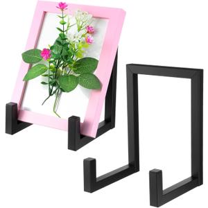 Molain 2 Pcs Large Metal Plate Stands for Display, 8 Inch Black Iron Frame Pictures Holder Decorative Plates Easel for Books Tabletop Art