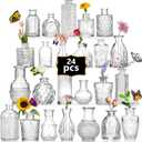 24PCS Mini Bud Vases As Wedding Centerpieces for Tables,Clear Bud Vases for Flowers,Small Flower Vases Suitable for Birthday Party,Anniversary,Wedding Reception,Baby Shower (Clear, 24PCS)