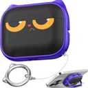 R-fun for AirPods Pro 3 Case with Cleaning Kit, Cute Cat Ear Print & Buckle for Girls, Phone Holder & Top Safe Lock Buckle, Compatible with AirPods Pro 3rd Gen Case, Purple Cat