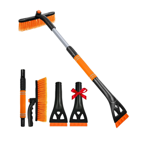 BFONS Ice Scrapers for Car Windshield, 2in1 Snow Scraper and Snow Brush for Car SUV Truck, Car Ice Windshield Scraper for Ice and Snow with 360° Pivoting Brush and Ergonomic Foam Grip Orange