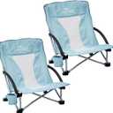ABSCONDO Low Beach Chair for Camping, Picnic, Sporting, Lightweight Camping Chair for Adults, Folding Beach Chair with Cup Holder & Carry Bag(2pcs)