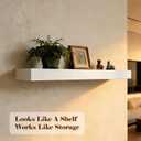 Magic Flap Hidden Shelf with Secret Compartment, Wall Mounted Floating Shelf with Concealed Storage Drawer, Hidden Compartment Shelf for Home Office Living Room, White