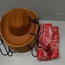 Funtery 10 Sets Kids Cowboy Hat and Red Bandanna for Age 3-10 Toddler Cowboy Hat for Boys Girls Birthday Cosplay Party Favors