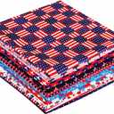 Tatuo 10 Pcs 20 x 20 in Patriotic Fabric Bundle 4th of July Red White and Blue Fabric Squares Independence Day Print American USA Flag Star Pattern Polyester Cotton DIY Craft Patchwork