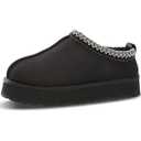 Platform Slippers, Mini Boots for Women Indoor Outdoor Anti-slip Slippers Womens Warm Fleece Lining Suede Leather Ankle Boots Slip On Hoese Shoes, 6